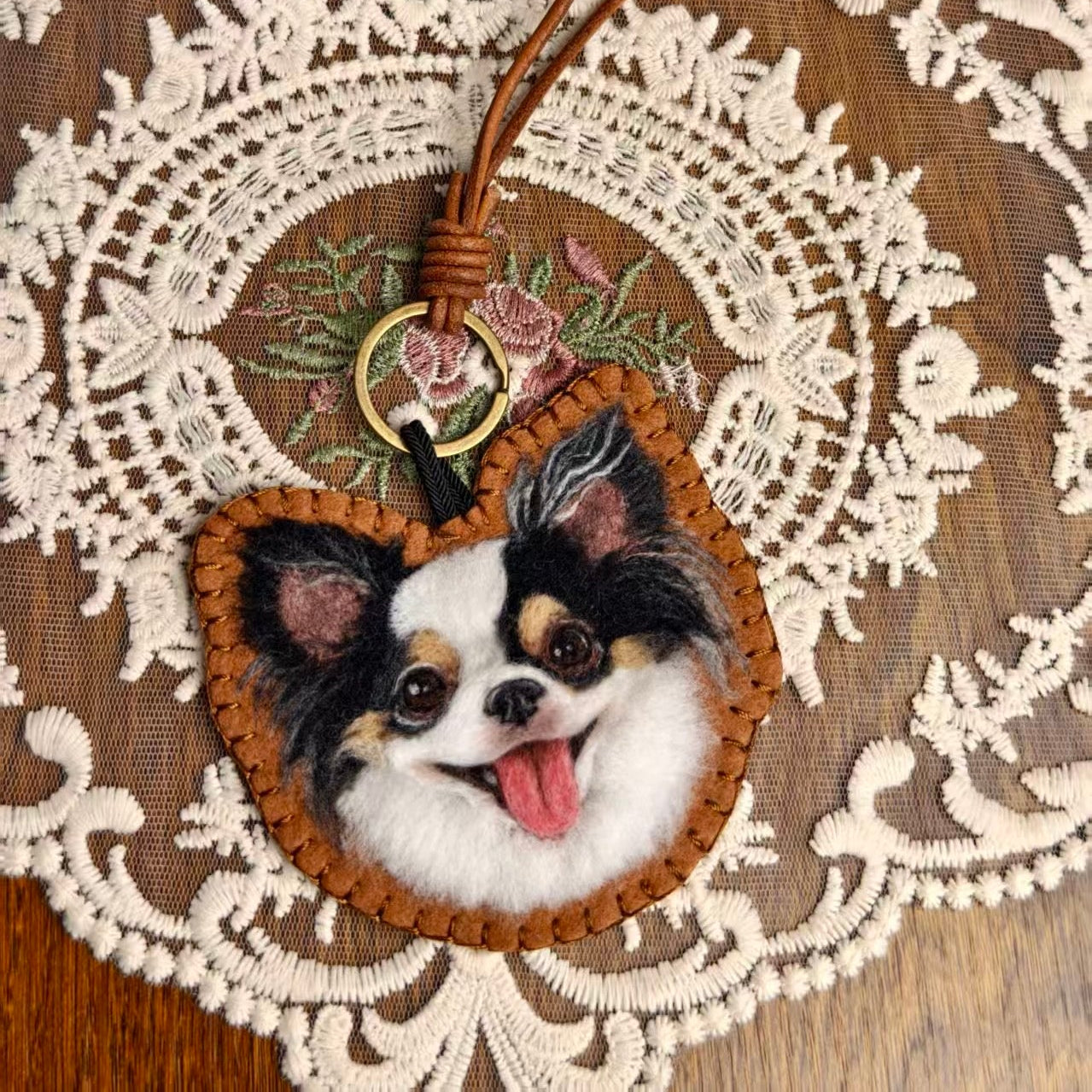 Custom felted wool pet pendant
