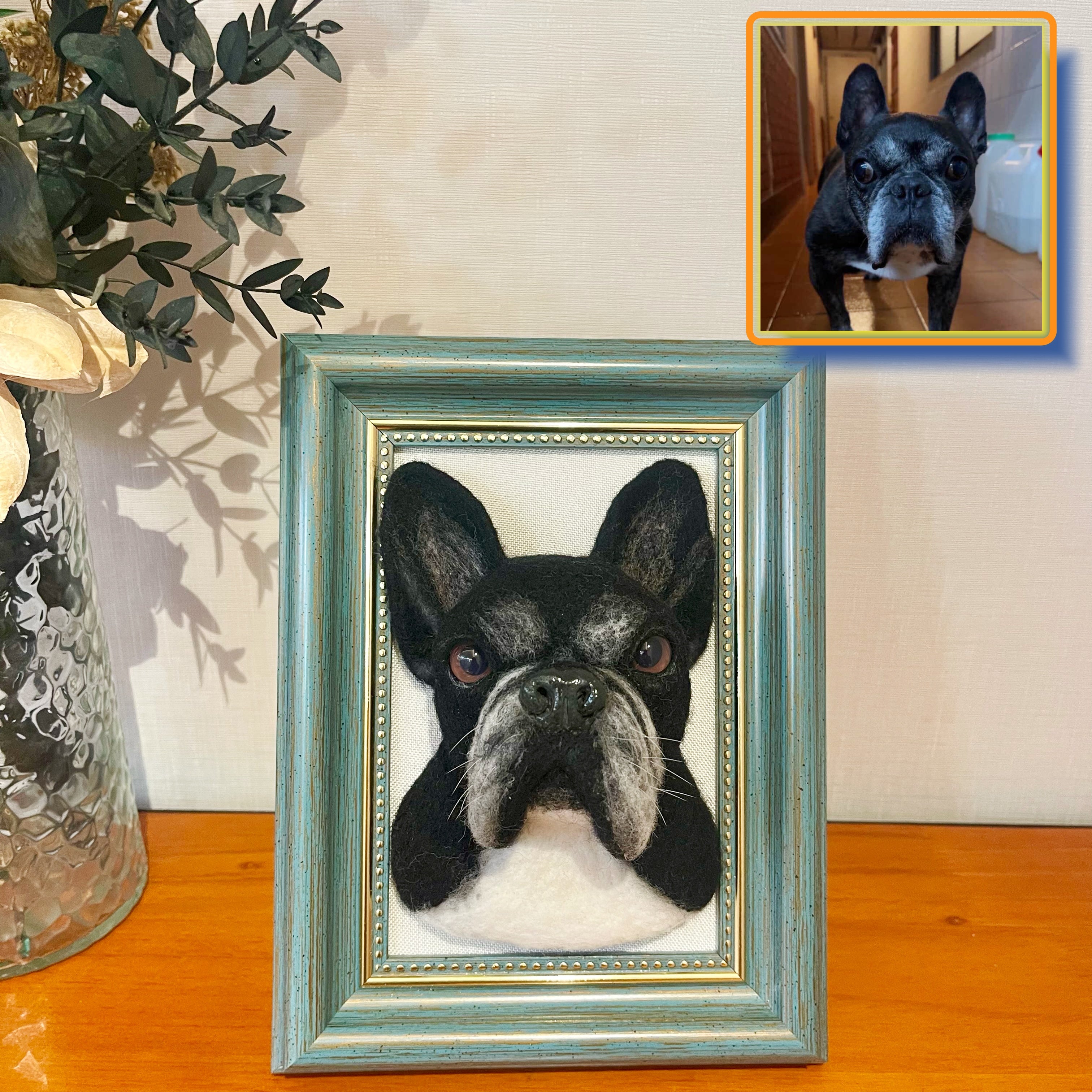 Custom Wool felt pet 3D photo frame portrait | Handmade Memorial Gifts