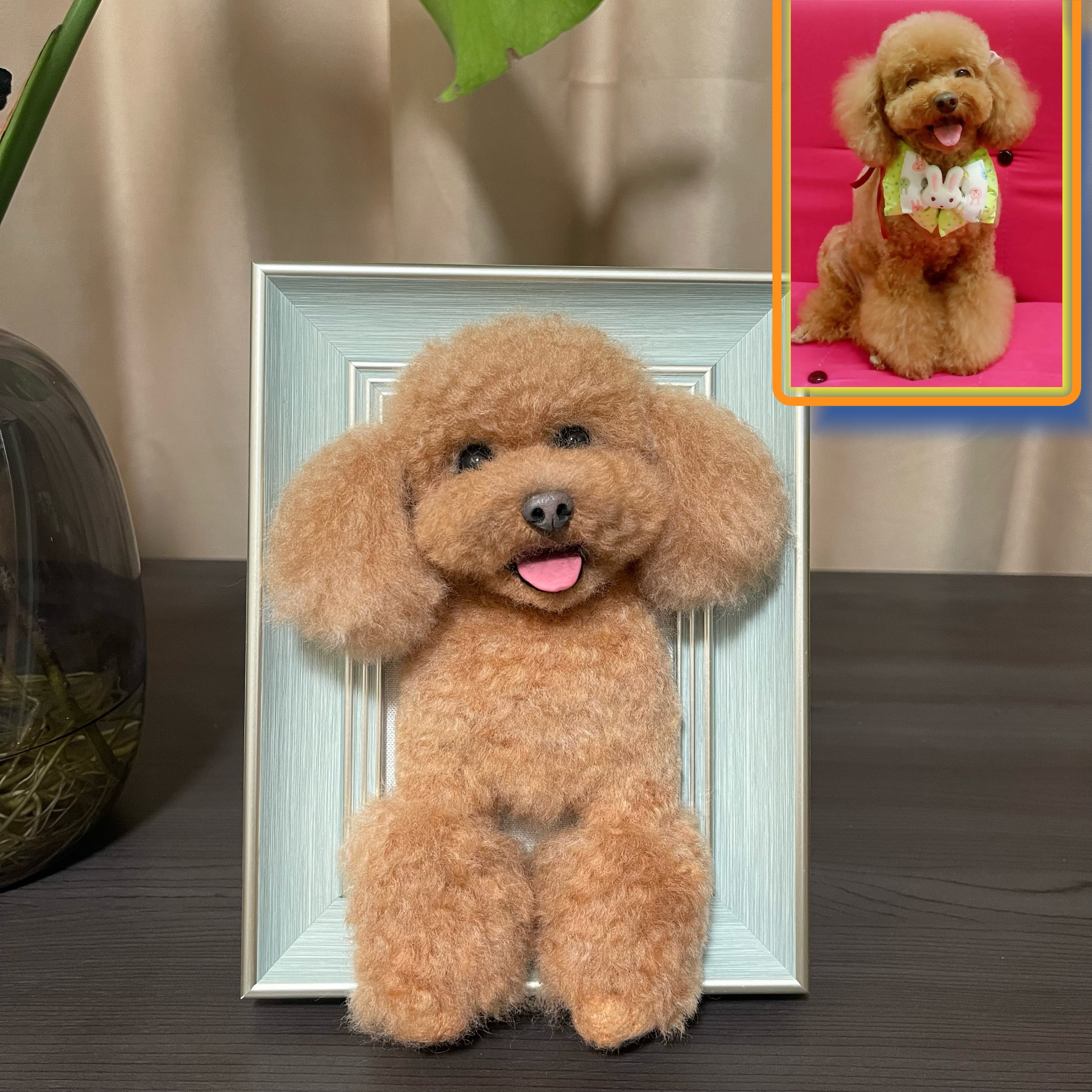 Custom Wool felt pet 3D photo frame portrait | Handmade Memorial Gifts