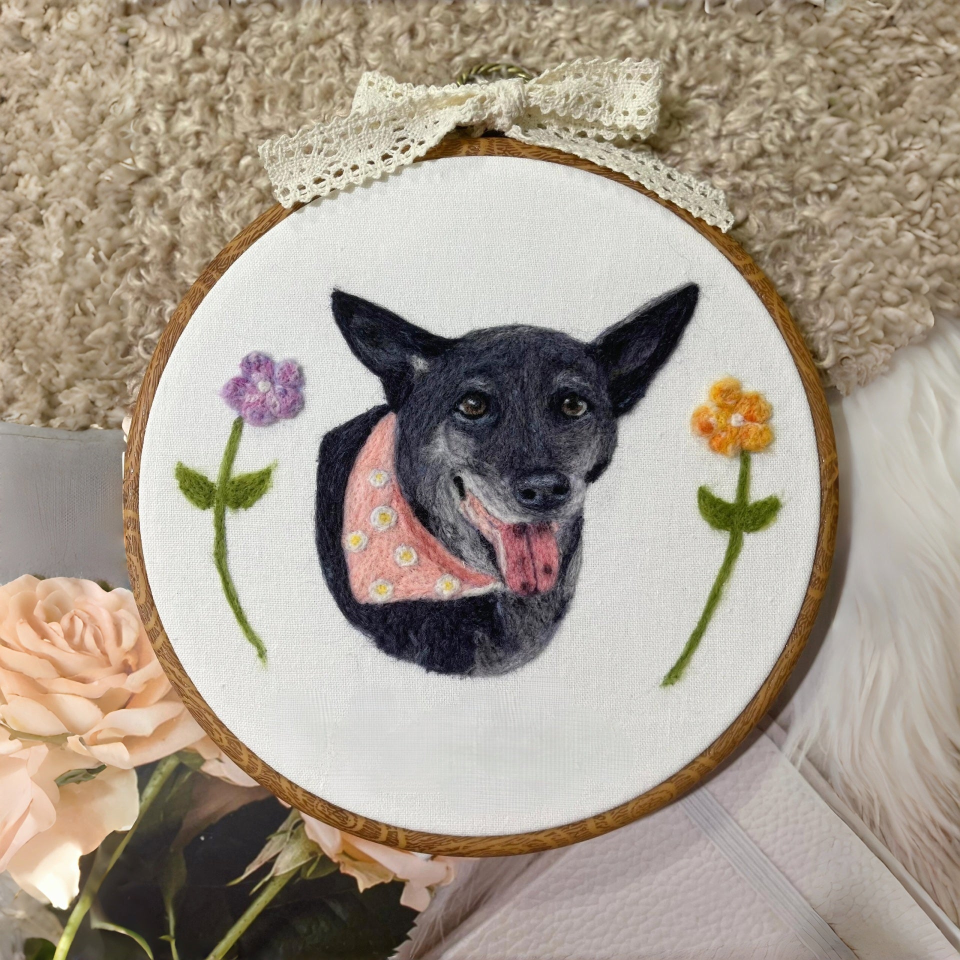 Custom Wool Felted Pet Hoop | Unique Pet Memorial Gifts