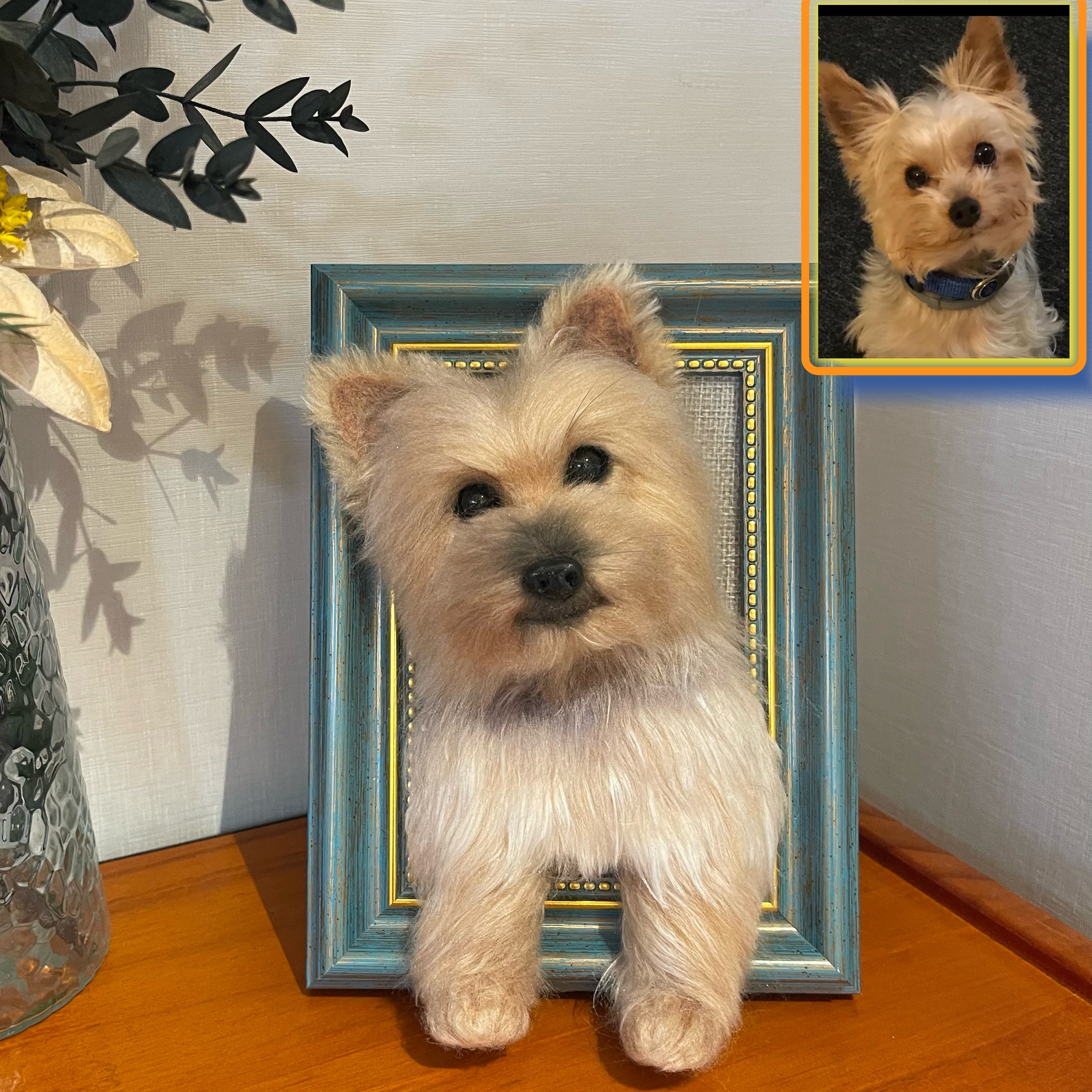 Custom Wool felt pet 3D photo frame portrait | Handmade Memorial Gifts