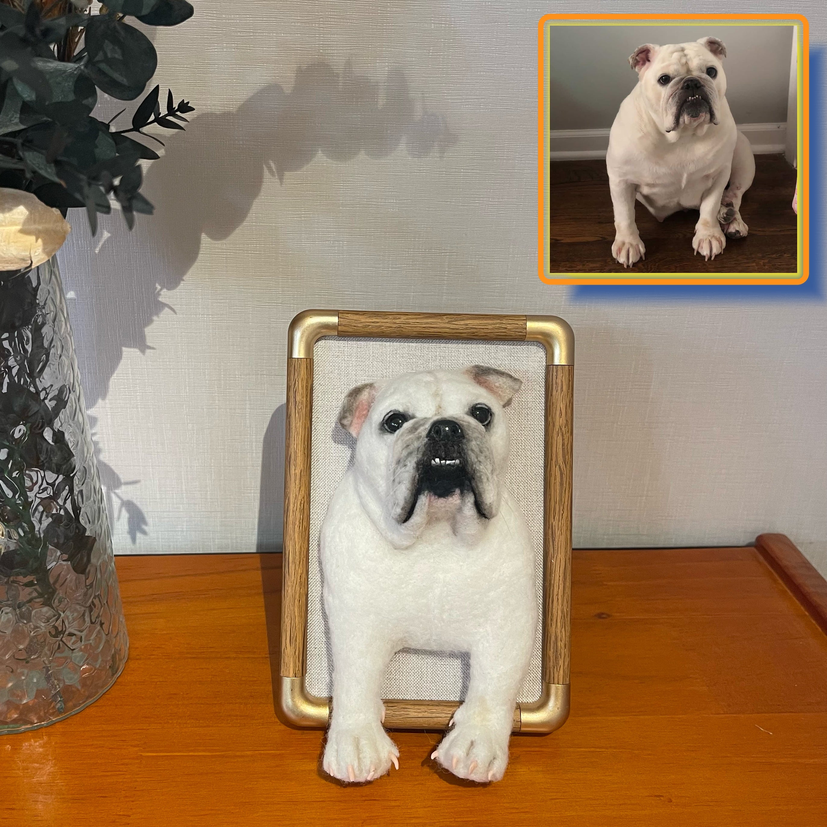 Custom Wool felt pet 3D photo frame portrait | Handmade Memorial Gifts