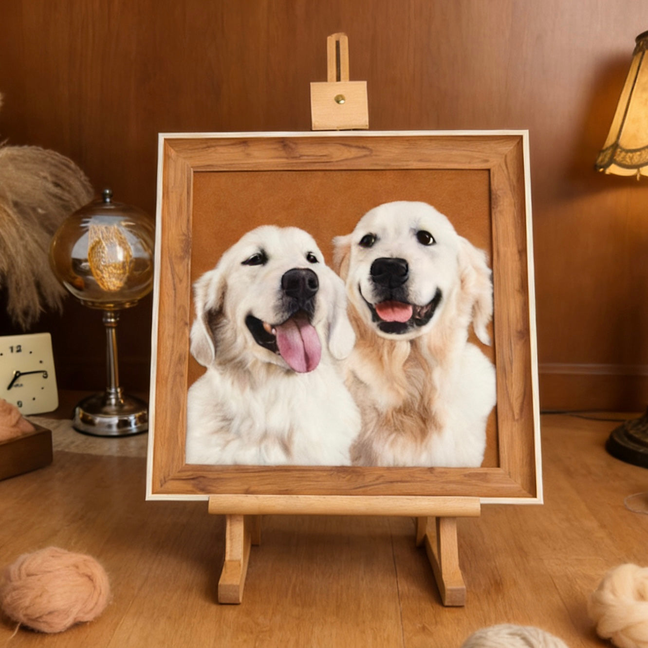 Custom Needle Felted pet photo frame portrait | Handmade Memorial Gifts for Pet Lovers
