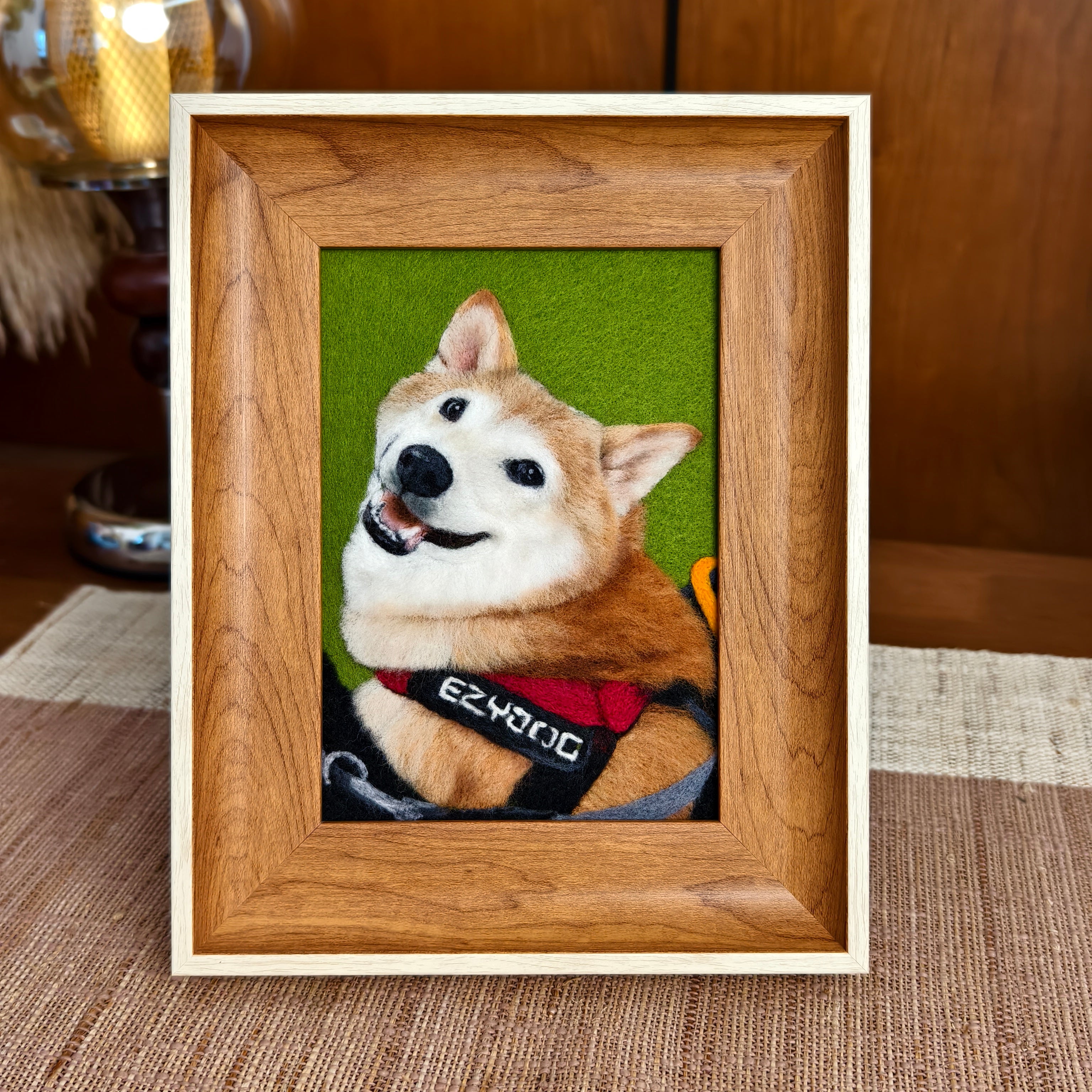 Custom Needle Felted pet photo frame portrait | Handmade Memorial Gifts for Pet Lovers