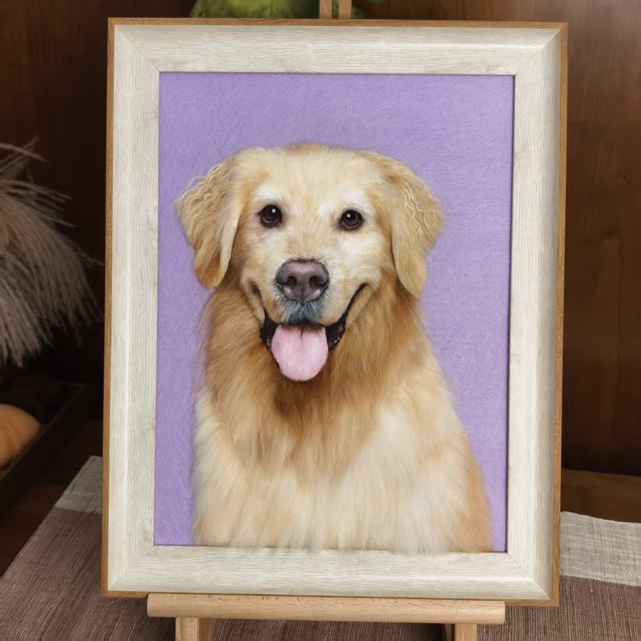 Custom Needle Felted pet photo frame portrait | Handmade Memorial Gifts for Pet Lovers