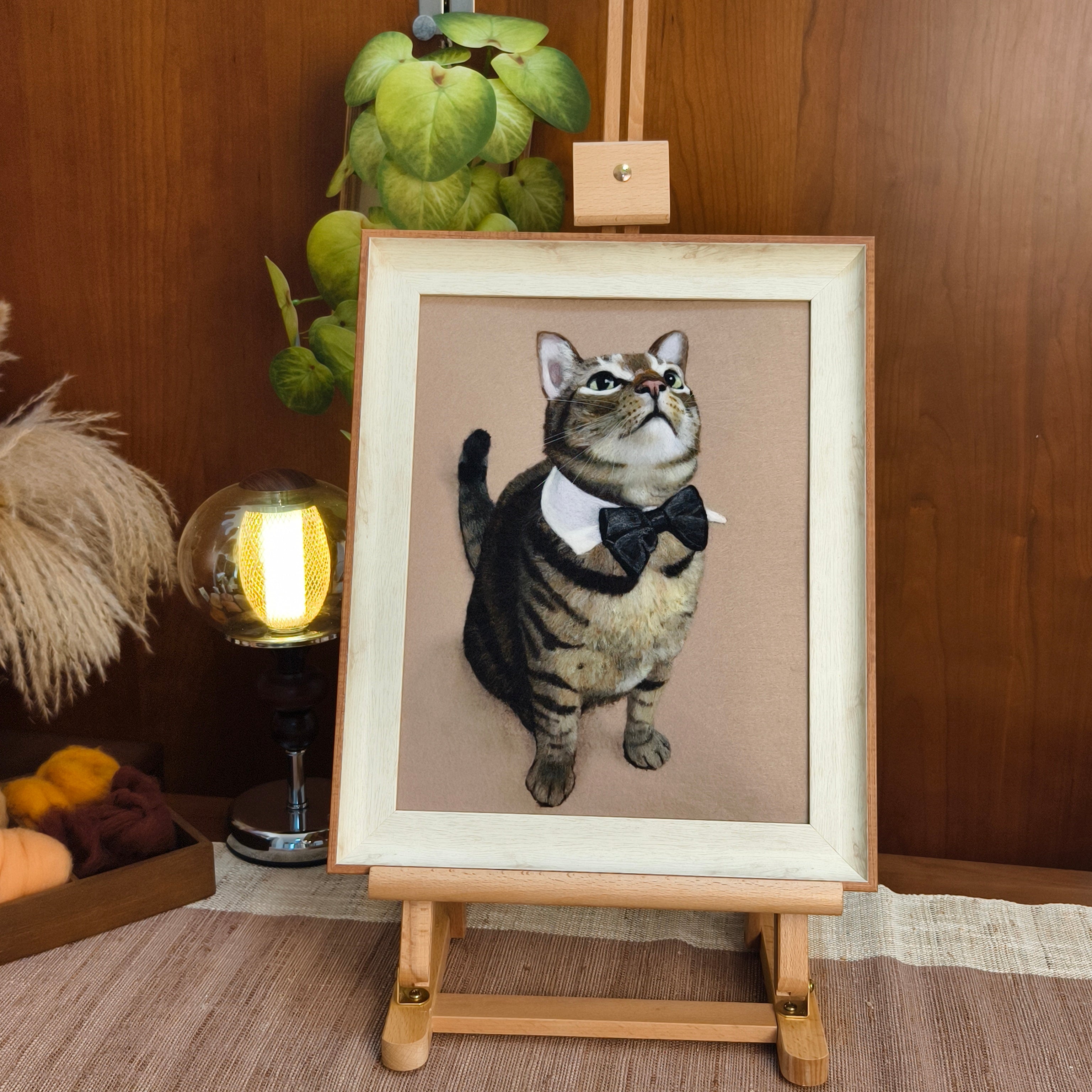 Custom Needle Felted pet photo frame portrait | Handmade Memorial Gifts for Pet Lovers