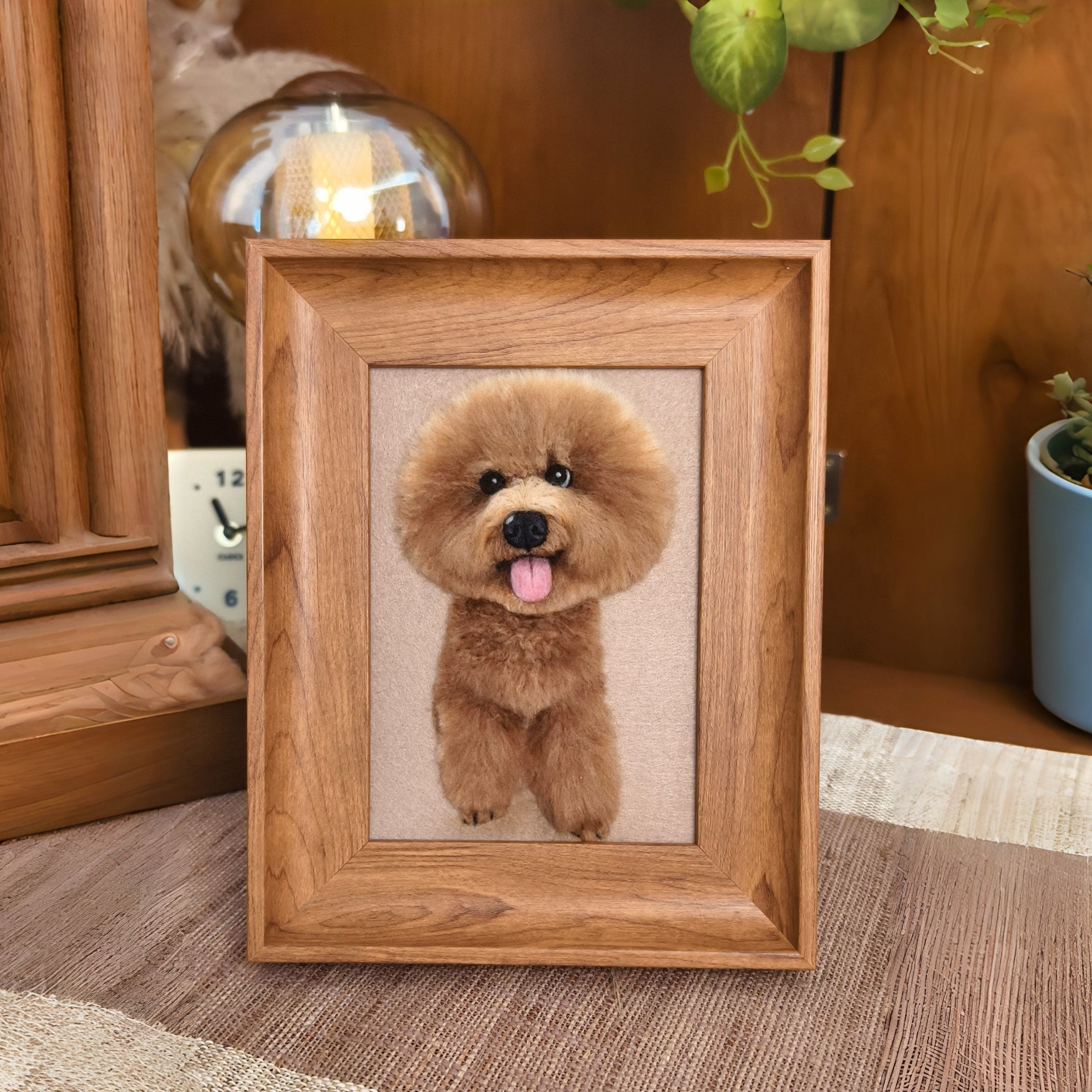 Custom Needle Felted pet photo frame portrait | Handmade Memorial Gifts for Pet Lovers