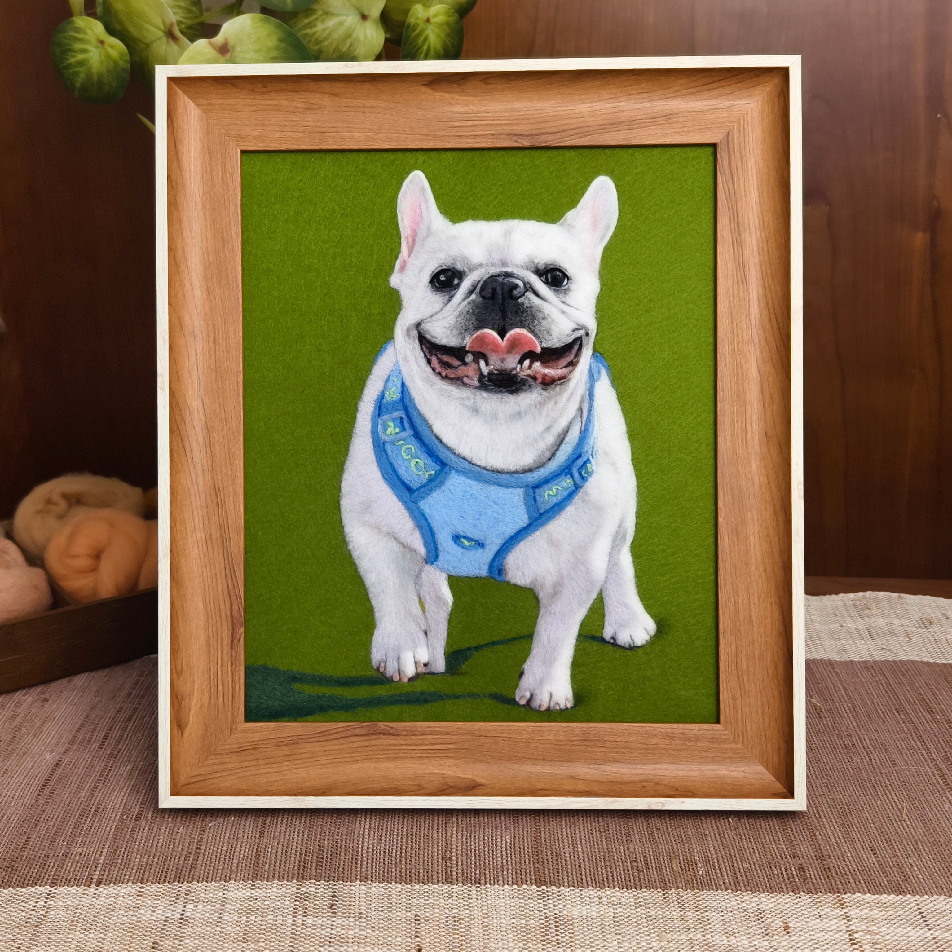 Custom Needle Felted pet photo frame portrait | Handmade Memorial Gifts for Pet Lovers