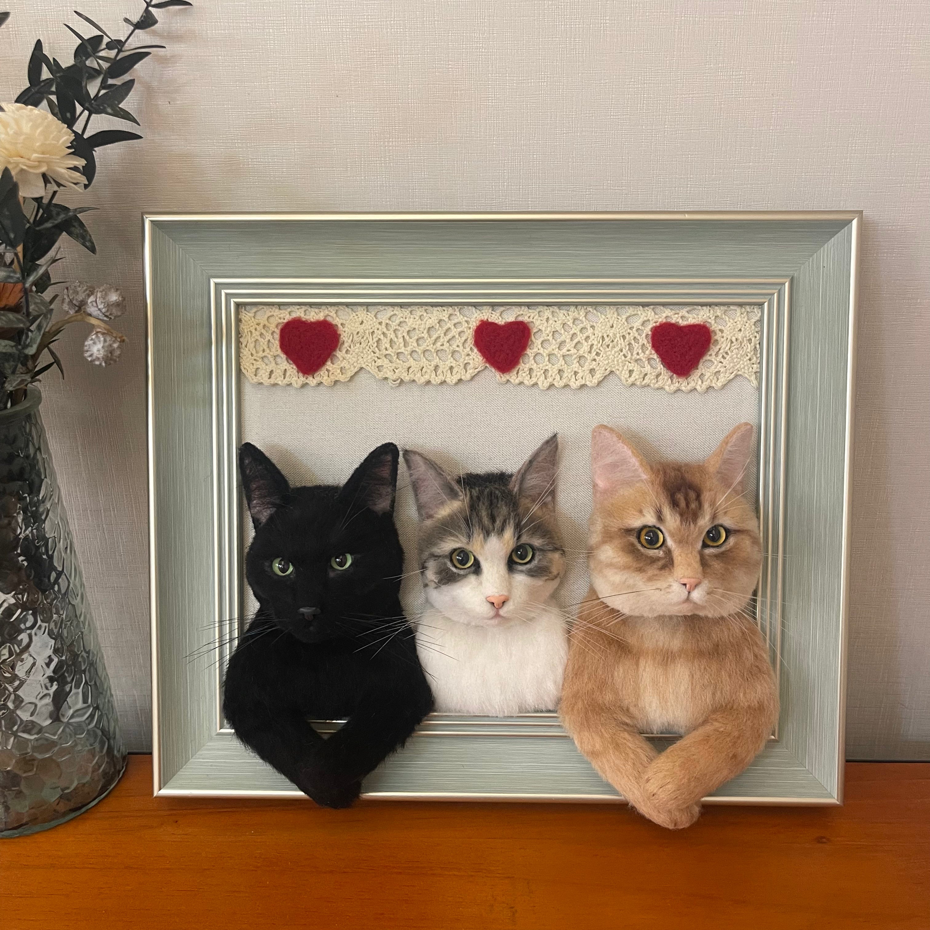 Custom Wool felt pet 3D photo frame portrait | Handmade Memorial Gifts