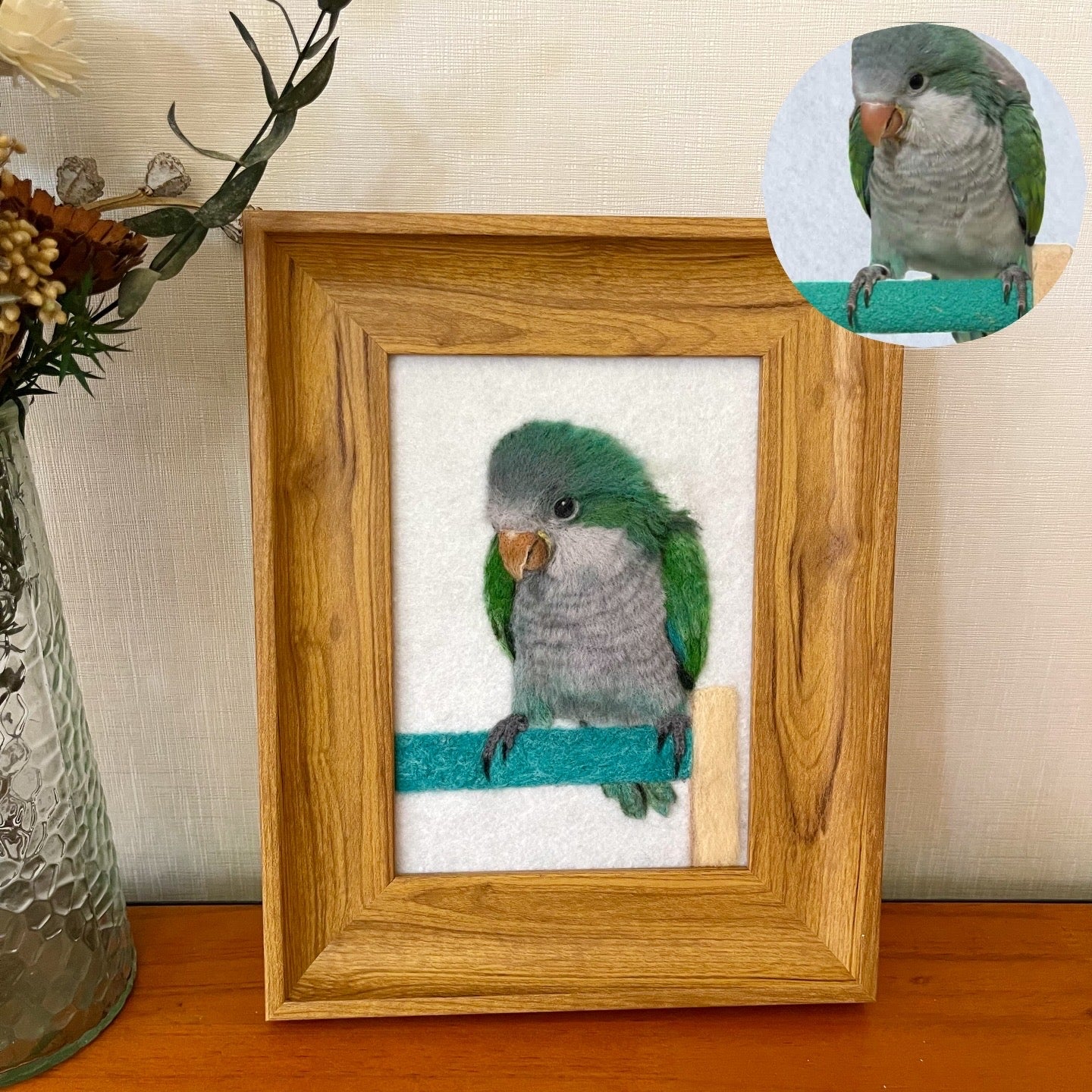 Custom Needle Felted pet photo frame portrait | Handmade Memorial Gifts for Pet Lovers