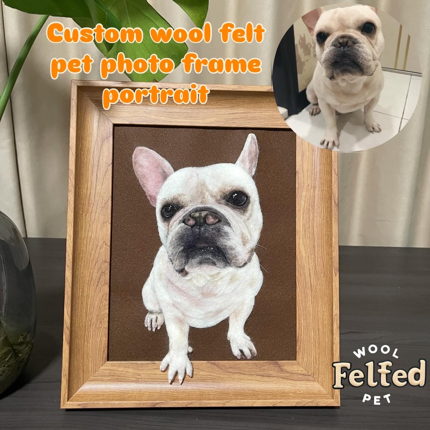 Custom Wool felt pet photo frame portrait | Handmade Memorial Gifts for Pet Lovers