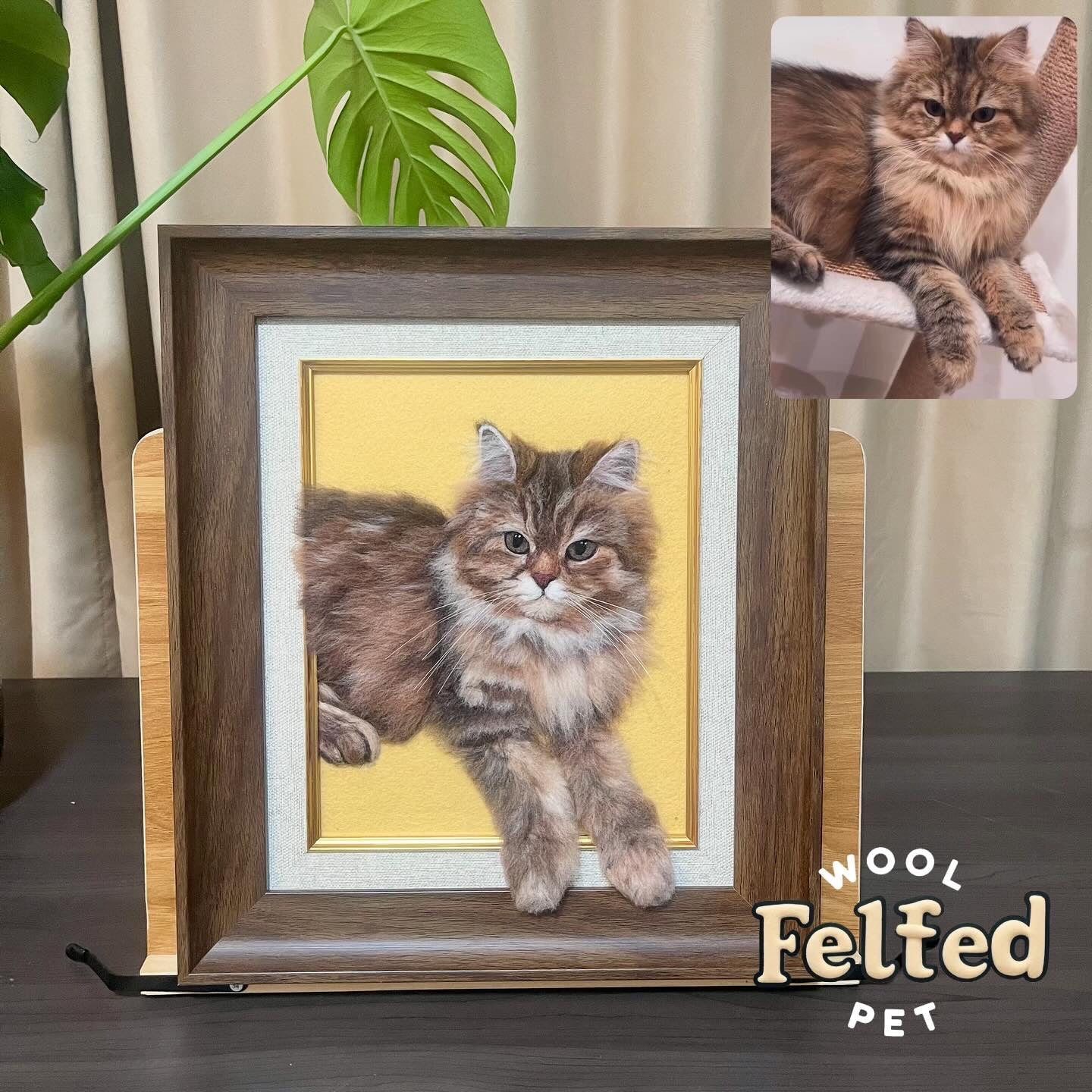 Custom Needle Felted pet photo frame portrait | Handmade Memorial Gifts for Pet Lovers