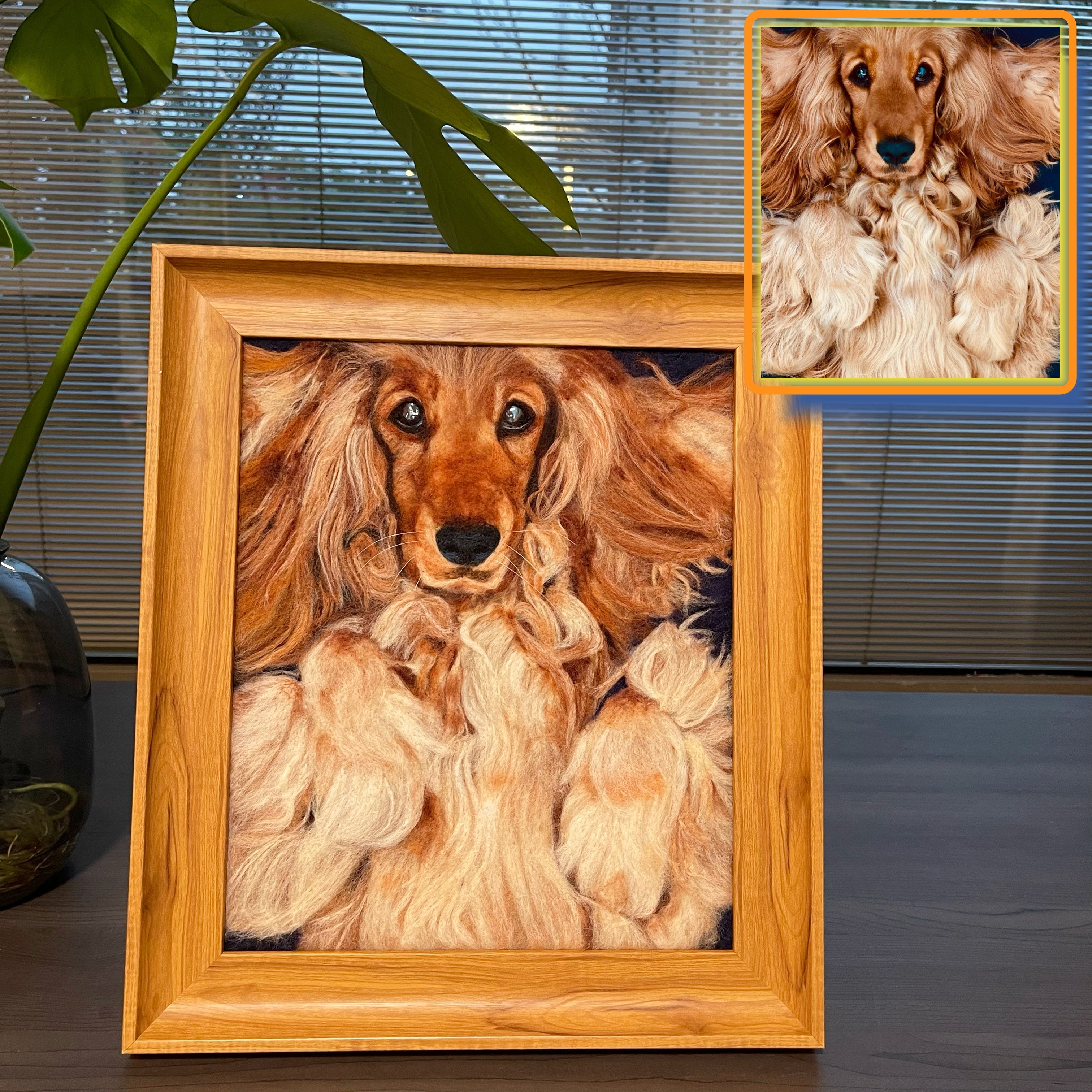 Custom Wool felt pet photo frame portrait | Handmade Memorial Gifts for Pet Lovers