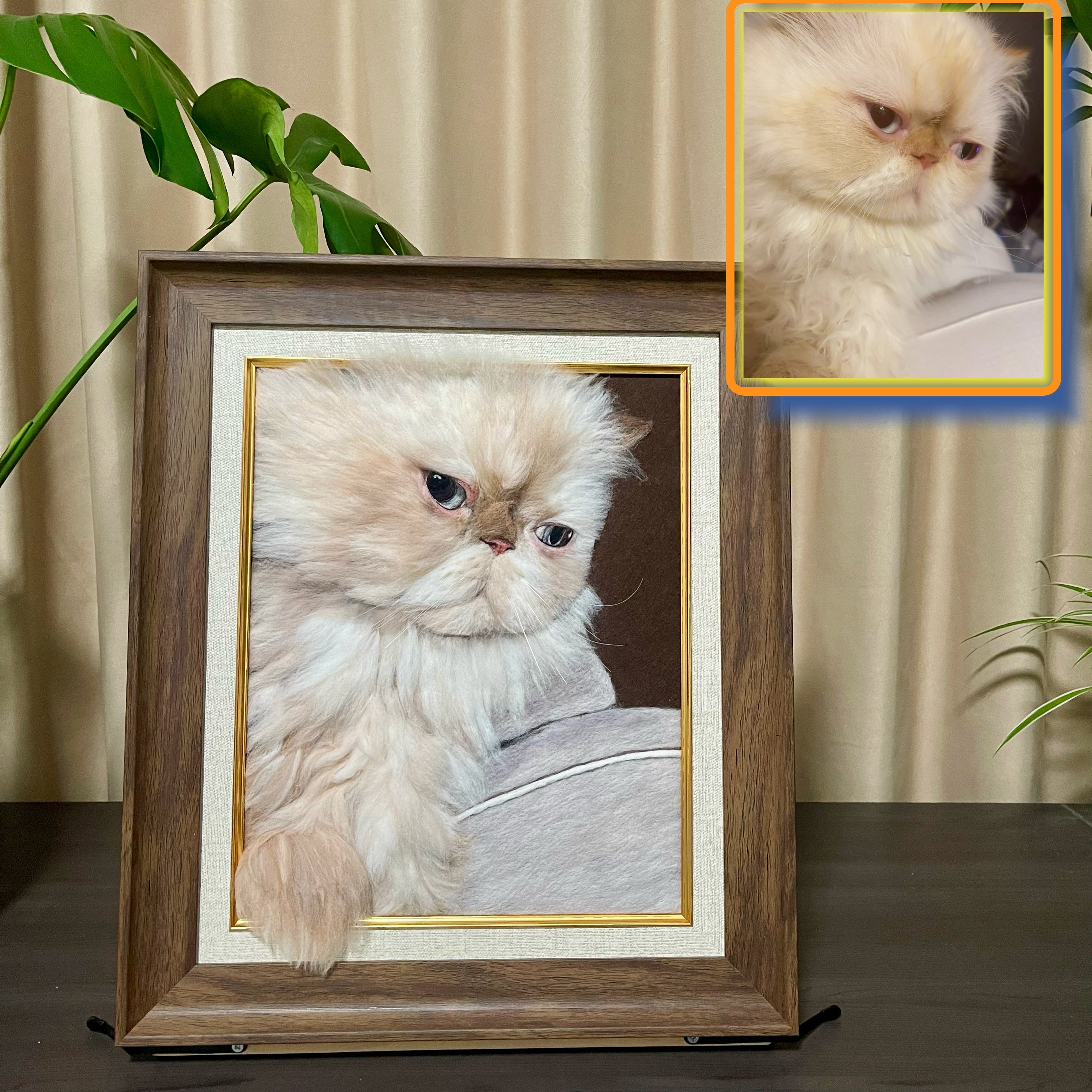 Custom Wool felt pet photo frame portrait | Handmade Memorial Gifts for Pet Lovers