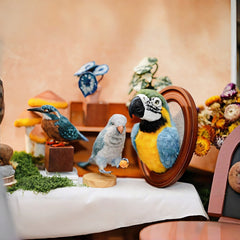 Needle Felted Parrot Bird Replica | Handmade 3D Full Body Wool Sculpture