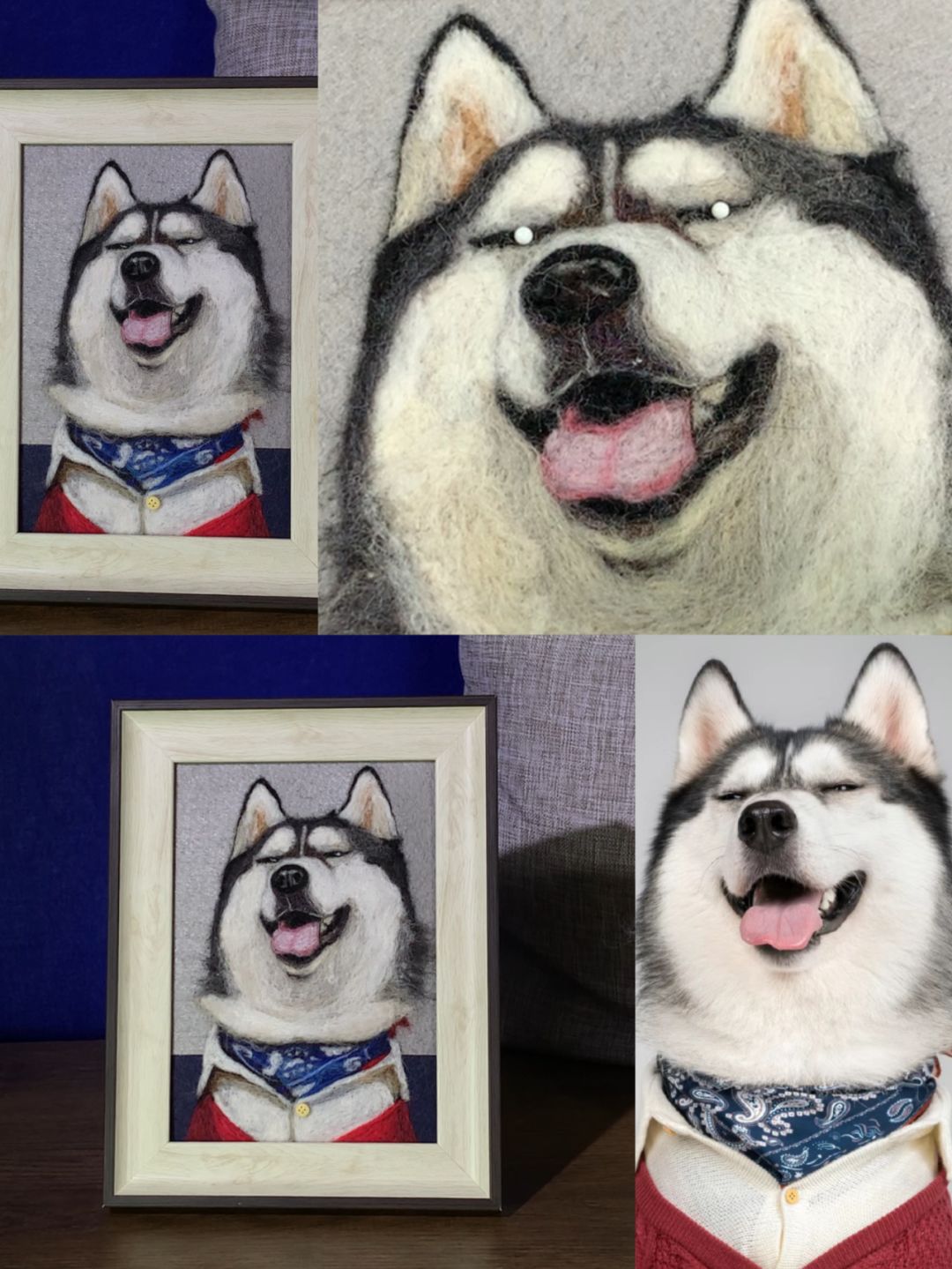 Wool felt pet photo frame portrait