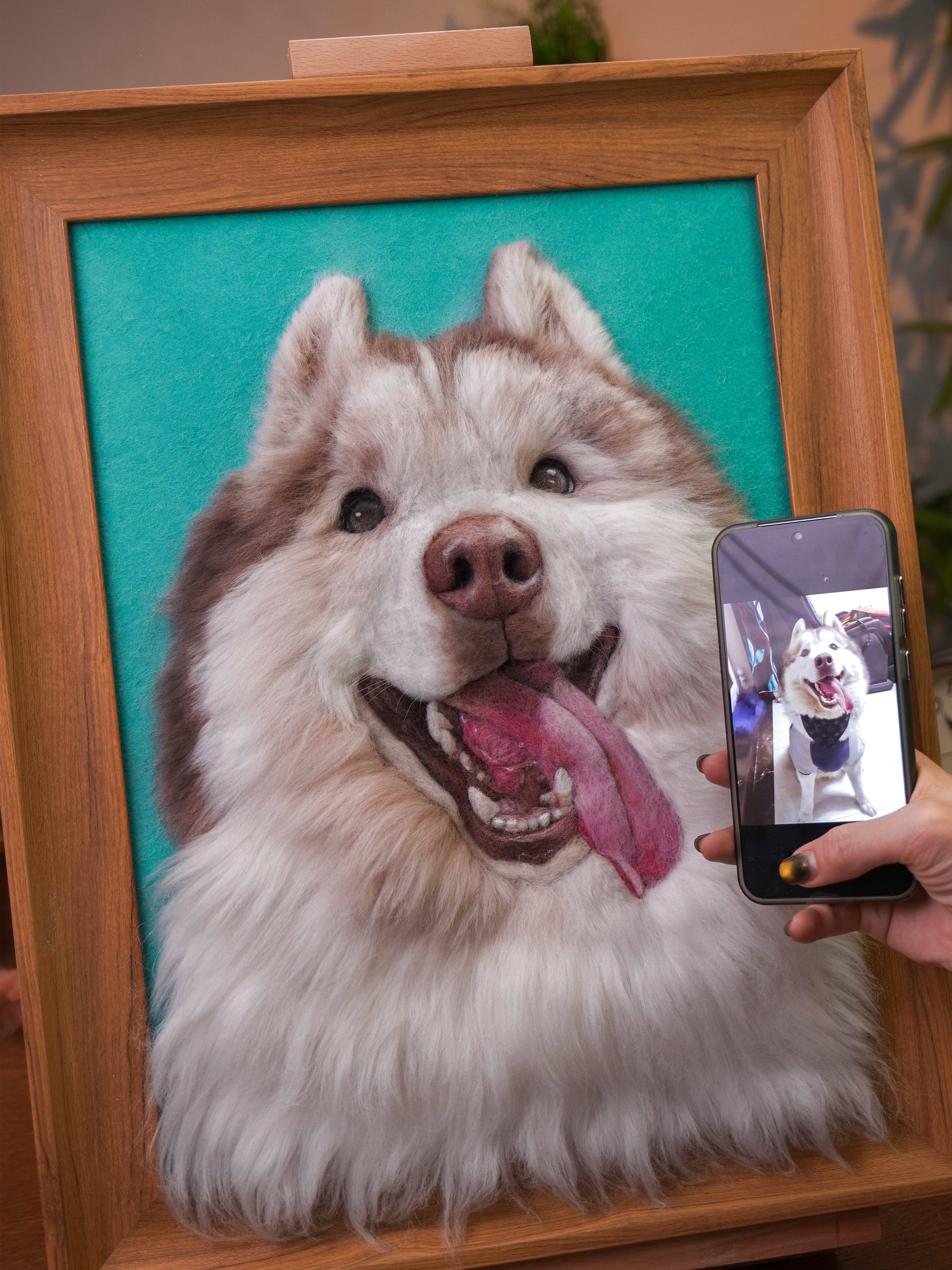 Wool felt pet photo frame portrait
