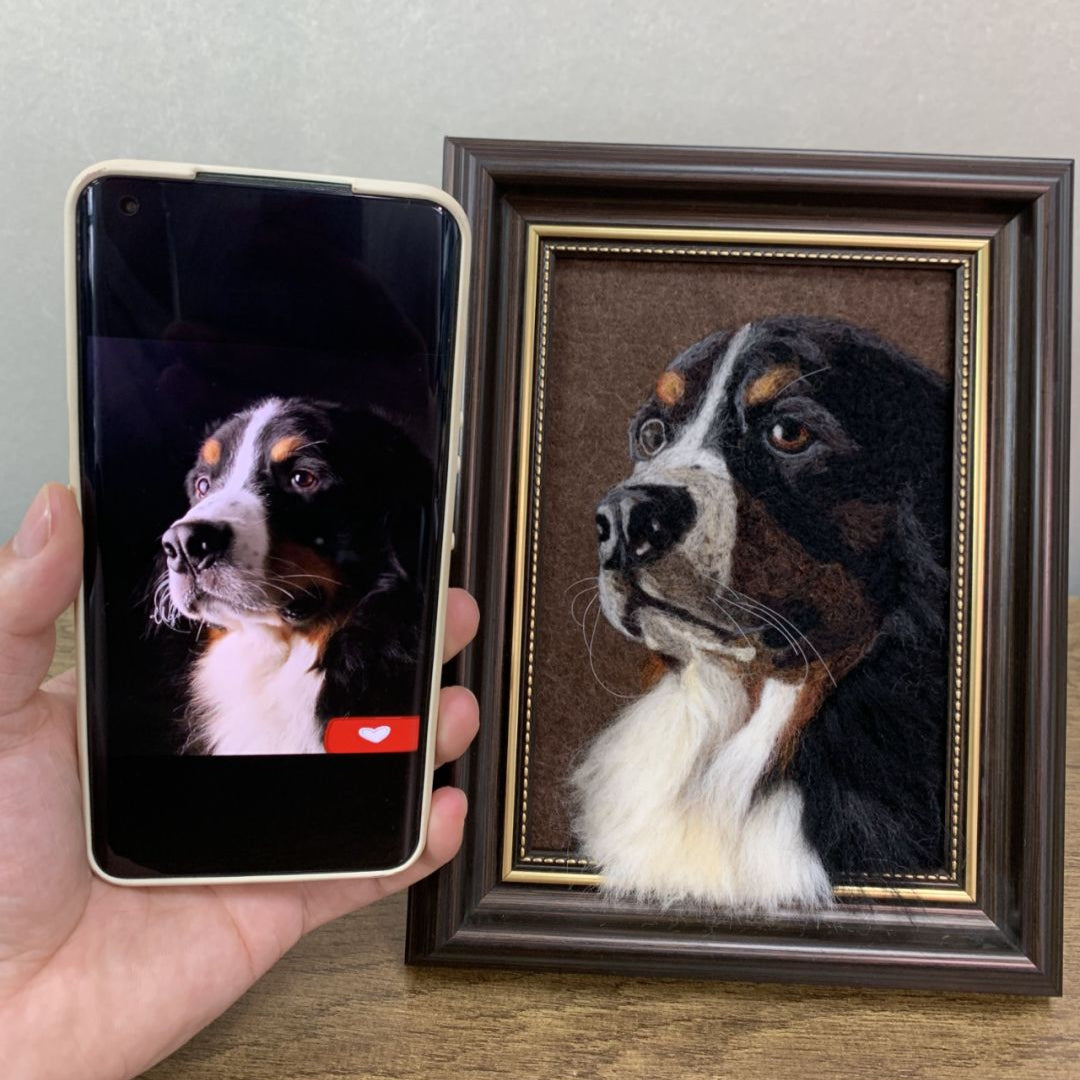 Wool felt pet photo frame portrait